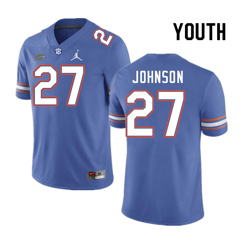 Youth #27 Dijon Johnson Florida Gators College Football Jerseys Stitched-Royal